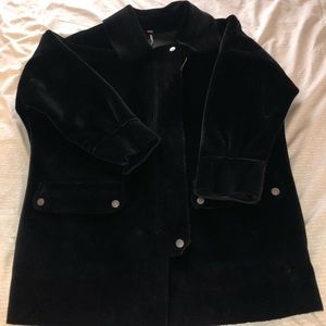 Free people black faux fur coat